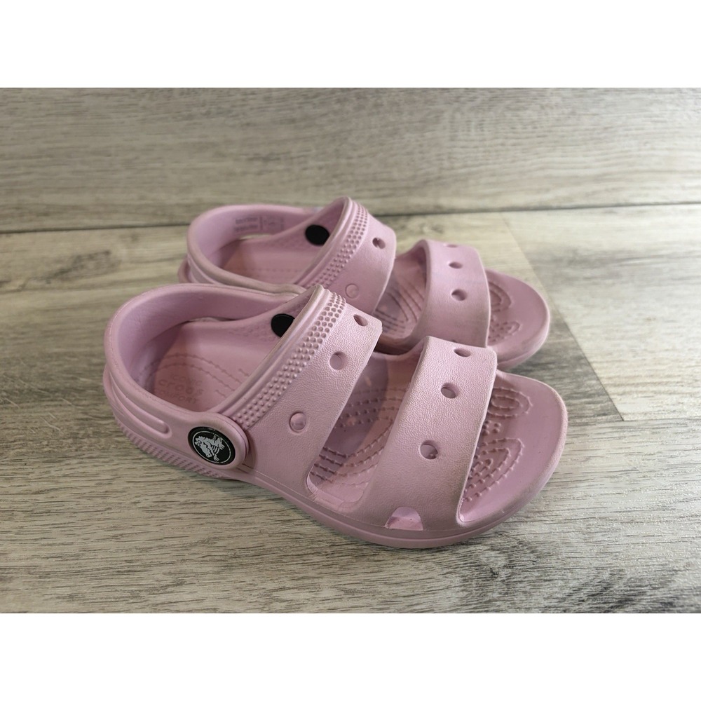 Crocs T Sandals Youth Kids Girls Pink Shoes Straps Size C 9 Summer